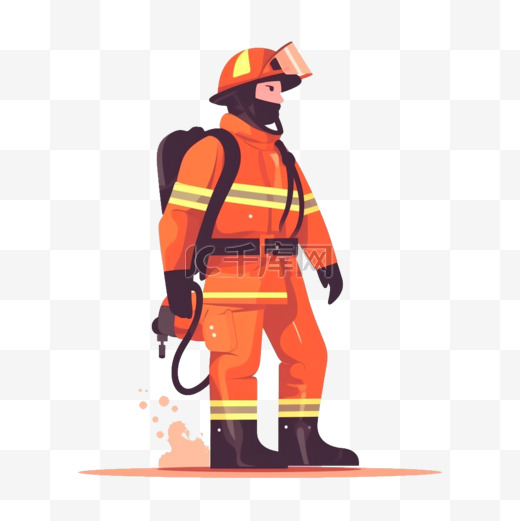 消防员救火扁平风人物人职位职业卡通图片