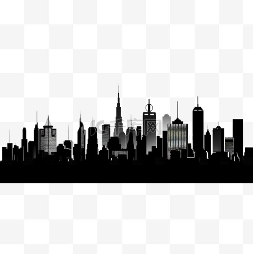 黑色城市都市建筑剪影图片