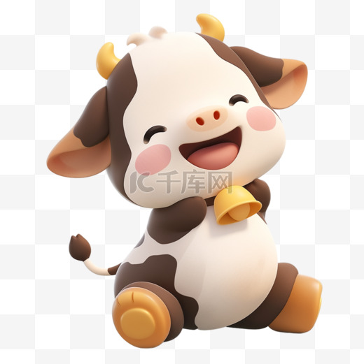 3DC4D立体奶牛动物卡通可爱小牛图片