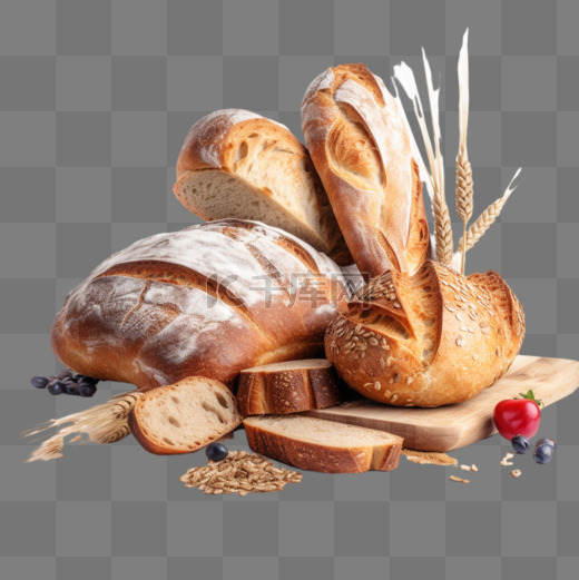 卡通手绘面包食物面包早餐图片