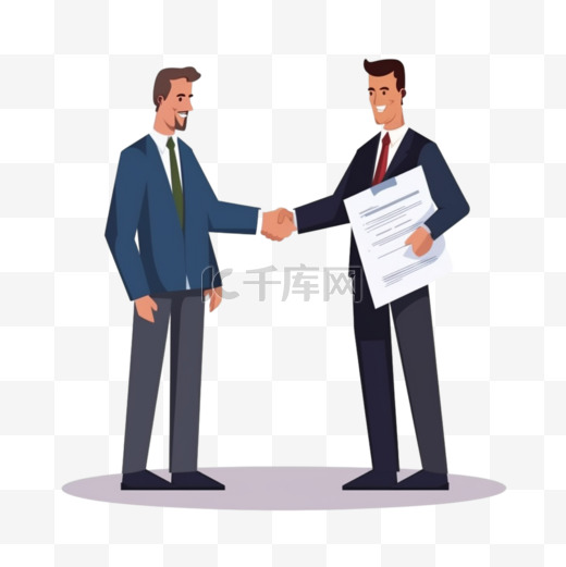 一位生意人与已签署的合同握手图片