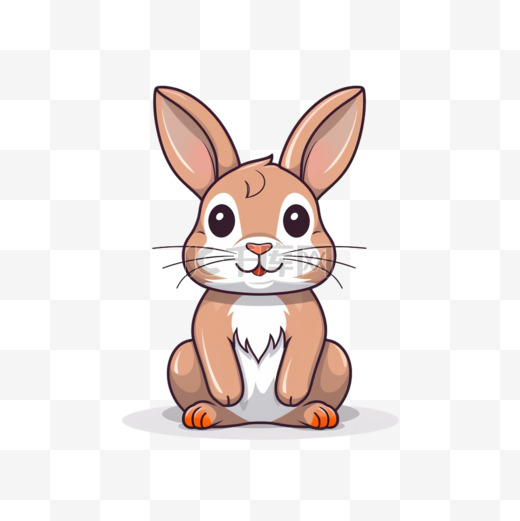 可爱的兔子坐着卡通向量图标插图。动物性图标概念隔离平台图片