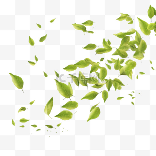 绿茶在空中飞舞的3D背景图片