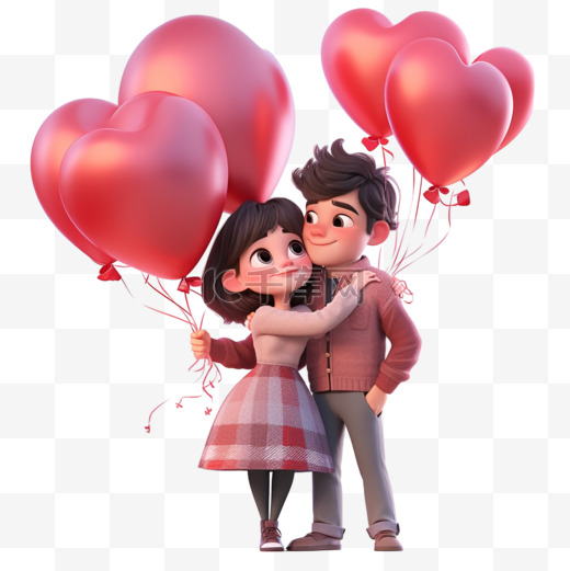 3d情侣浪漫人物卡通手绘元素图片