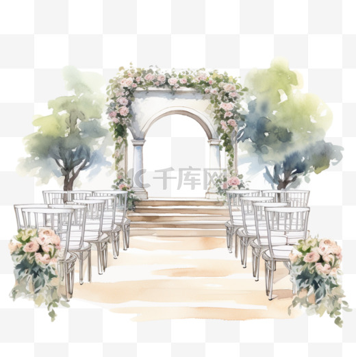 水彩风格公开婚礼现场图片