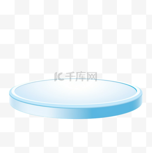 漂浮在蓝色水面上的白色圆形讲台。图片