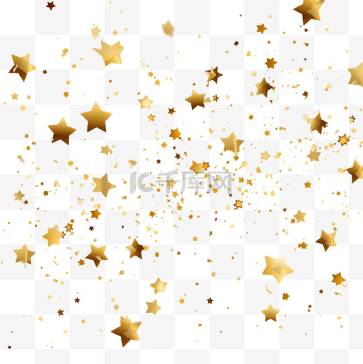 闪闪发光的金色星星五彩纸屑爆裂背景图片