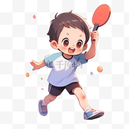 亚运会男孩乒乓球运动卡通元素图片