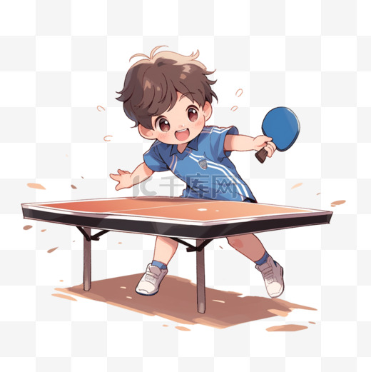 亚运会男孩乒乓球运动手绘元素图片