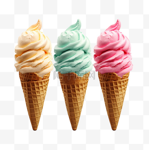 夏日水果冰淇淋圣代冷饮甜品甜筒元素图片