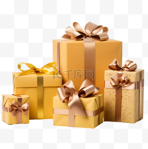 精品礼盒节日礼物一堆金色盒子情人节七夕520图片