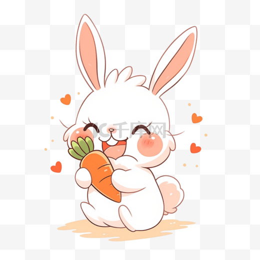 可爱兔子卡通胡萝卜手绘元素图片