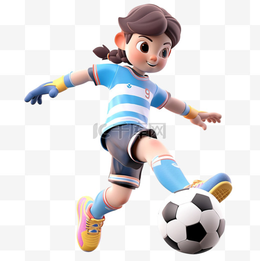 亚运会3D人物竞技比赛马尾女子踢足球图片