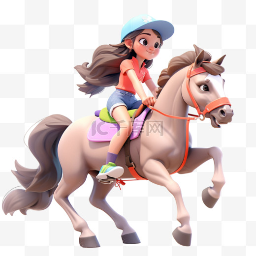 亚运会3D人物竞技比赛戴帽女子骑马图片