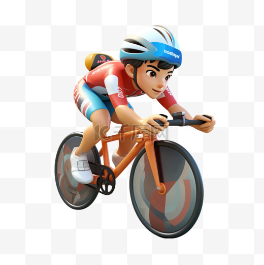 3D亚运会比赛人物男子自行车竞速图片