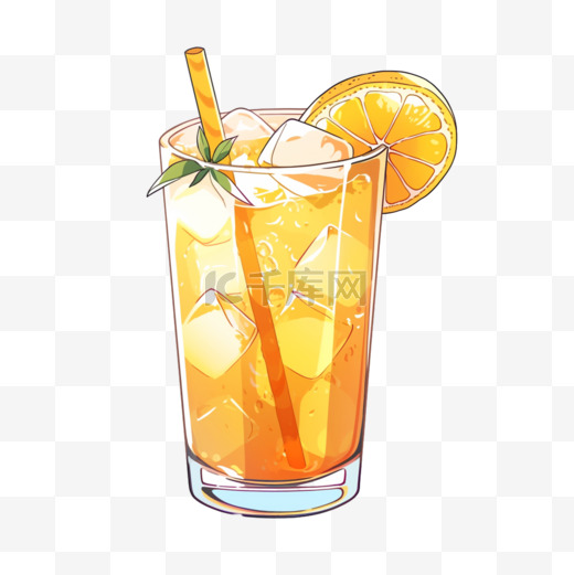 元素夏季冷饮果汁卡通图片