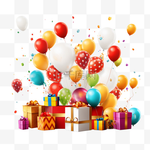 庆祝气氛派对礼物盒子礼盒礼品气球装饰图片