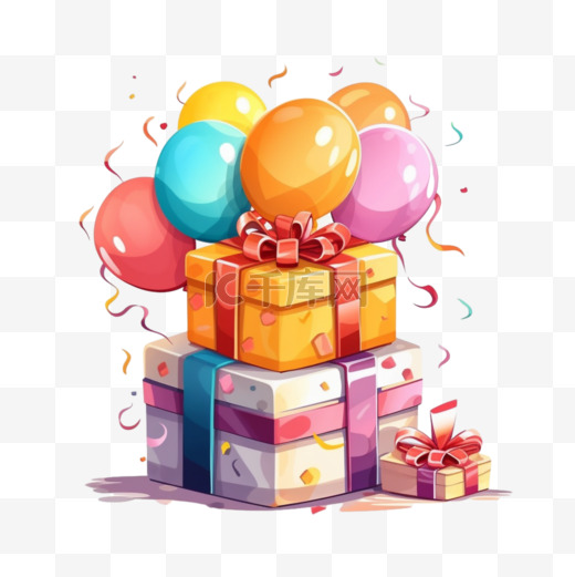 庆祝生日派对气氛礼物盒子礼盒礼品气球装饰图片