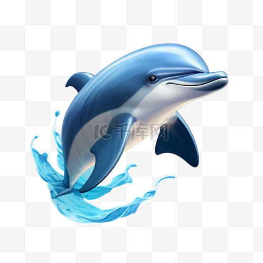UI素材3D图标动物渐变海豚玻璃UX设计图片
