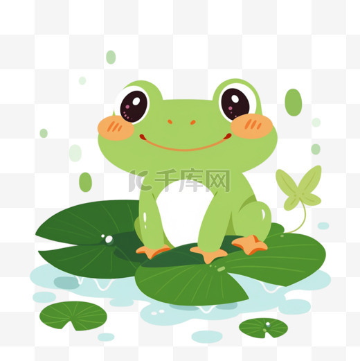 可爱青蛙荷叶卡通手绘元素图片
