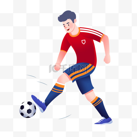 手绘卡通亚运会运动人物少年踢足球图片