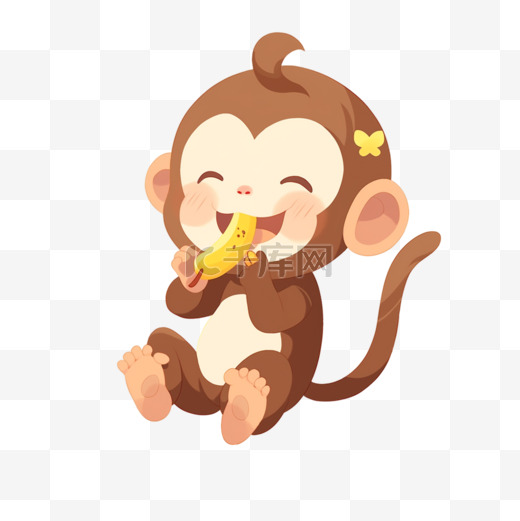 吃香蕉的猴子卡通元素图片