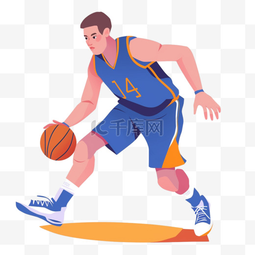 扁平卡通亚运会运动人物篮球衣男子打篮球图片