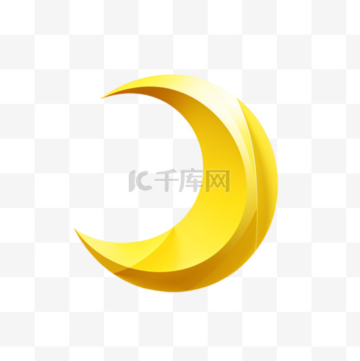黄色立体新月月亮4图片