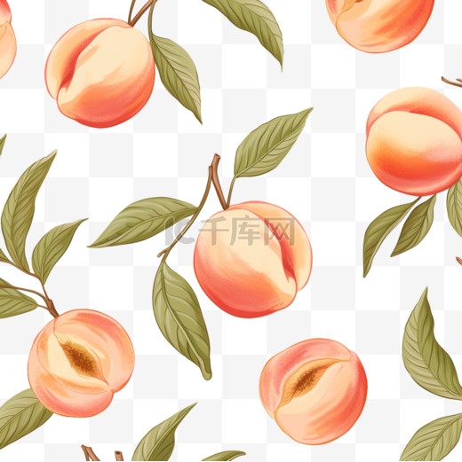 手绘水蜜桃桃子水果装饰4图片