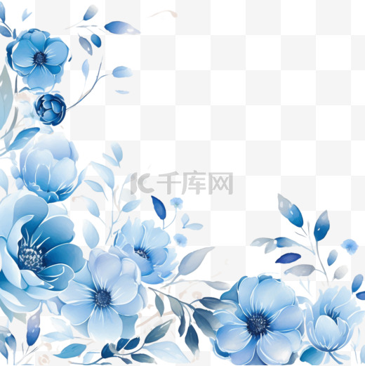 水彩蓝色花朵花卉装饰3图片