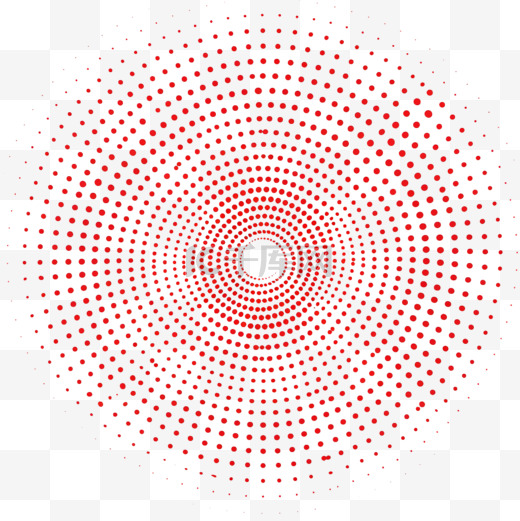 不同大小圆的红色半色调网点图案背景矢量设计图片