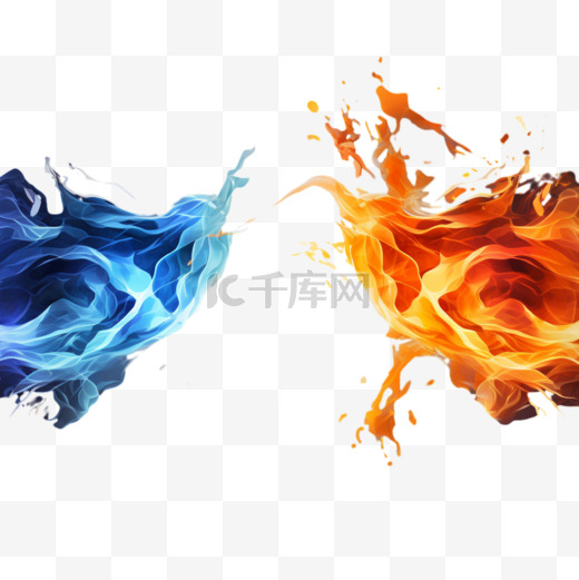 VS VS屏幕用于体育游戏比赛锦标赛武术格斗蓝色和橙色的火焰与火花抽象的魔火与发光的尘埃矢量插图图片