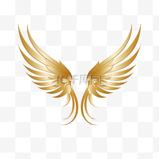 金色的鸟翼标志。金色天使插上翅膀的生意。带着王冠的天使为生意插上翅膀图片