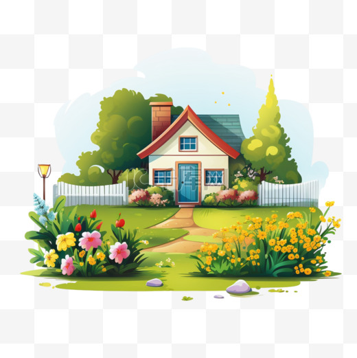 有房子和花园的场景图片