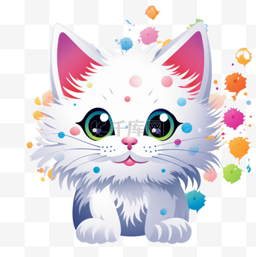 可爱的彩色小猫pow图案设计图片