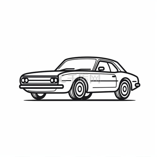 黑白线条汽车肌肉车icon图片