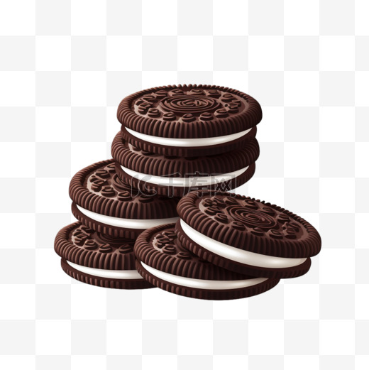 矢量图标奥利奥巧克力饼干堆叠在白色背景上隔离的品牌徽章上图片
