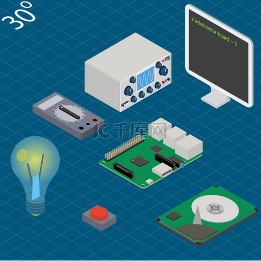 electronic research laboratory. Isometric illustration图片