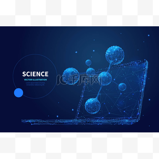 High tech science low poly wireframe banner vector template图片