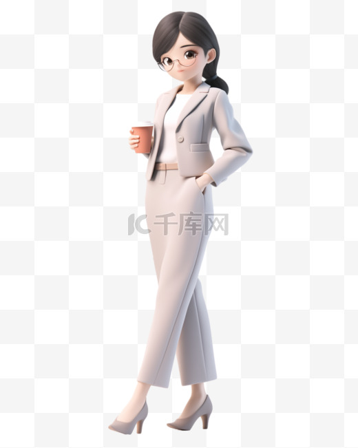 3D立体卡通人物形象公司女职员女白领34图片