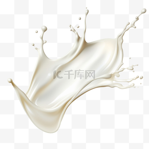 逼真的白牛奶飞溅，流动的酸奶或奶油隔绝在背景中。图片