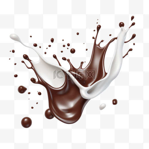 巧克力无缝插图逼真的3d飞溅和流动滴的黑色或牛奶巧克力图片