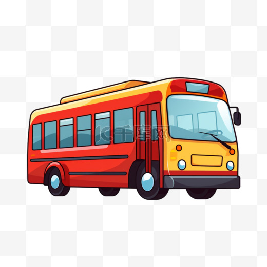 公交车卡通图标插图。图片