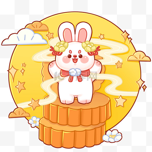迎中秋庆国庆月饼兔子图片