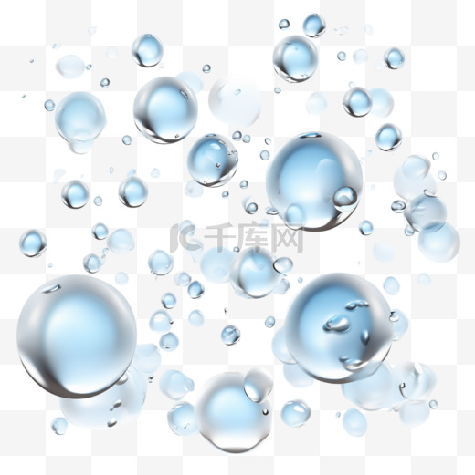 白色背景上隔离的透明水滴图片