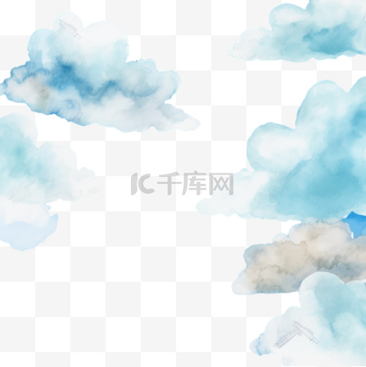 手绘水彩粉彩天空云背景图片