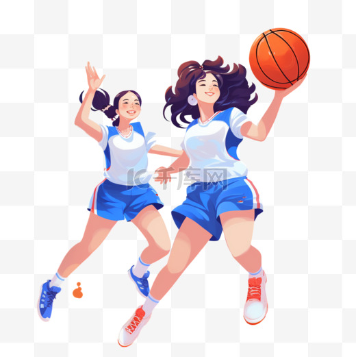 打篮球女篮女孩女篮扁平风篮球女孩图片