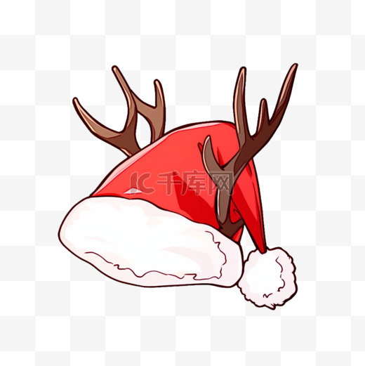 卡通手绘圣诞节鹿角圣诞帽元素图片