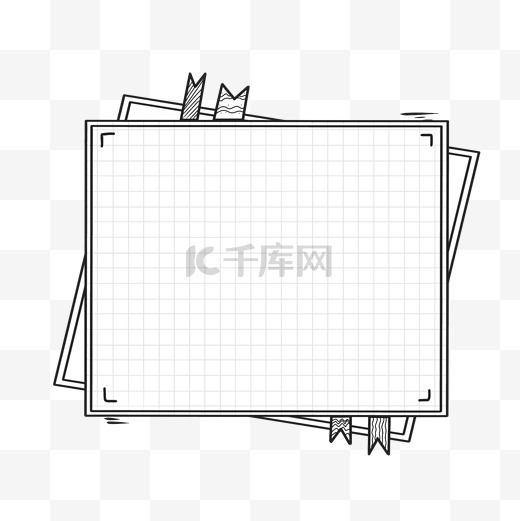 黑白甜酷ins风边框标签格纹文本框涂鸦图片