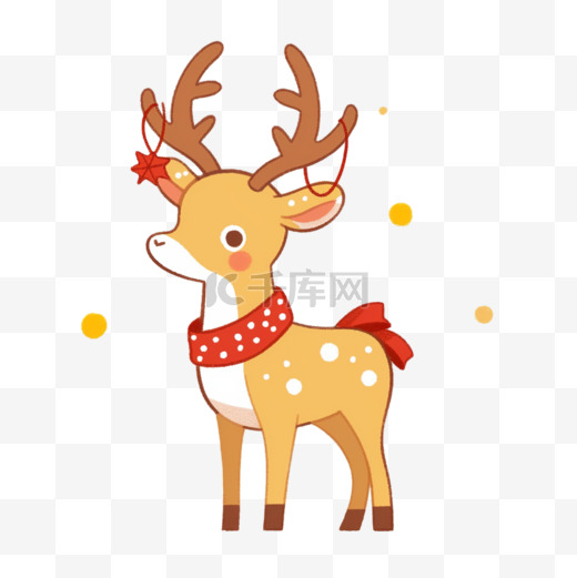 圣诞节卡通手绘驯鹿元素图片